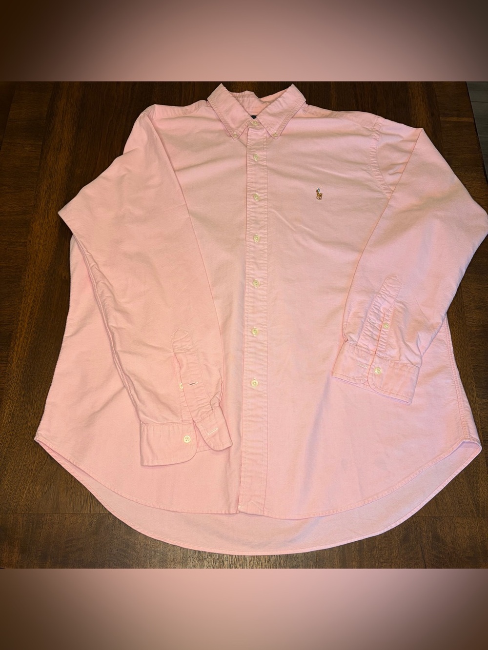 Polo Ralph Lauren Mens XL Solid Pink Button-Down Long Sleeve Shirt Colorful Pony